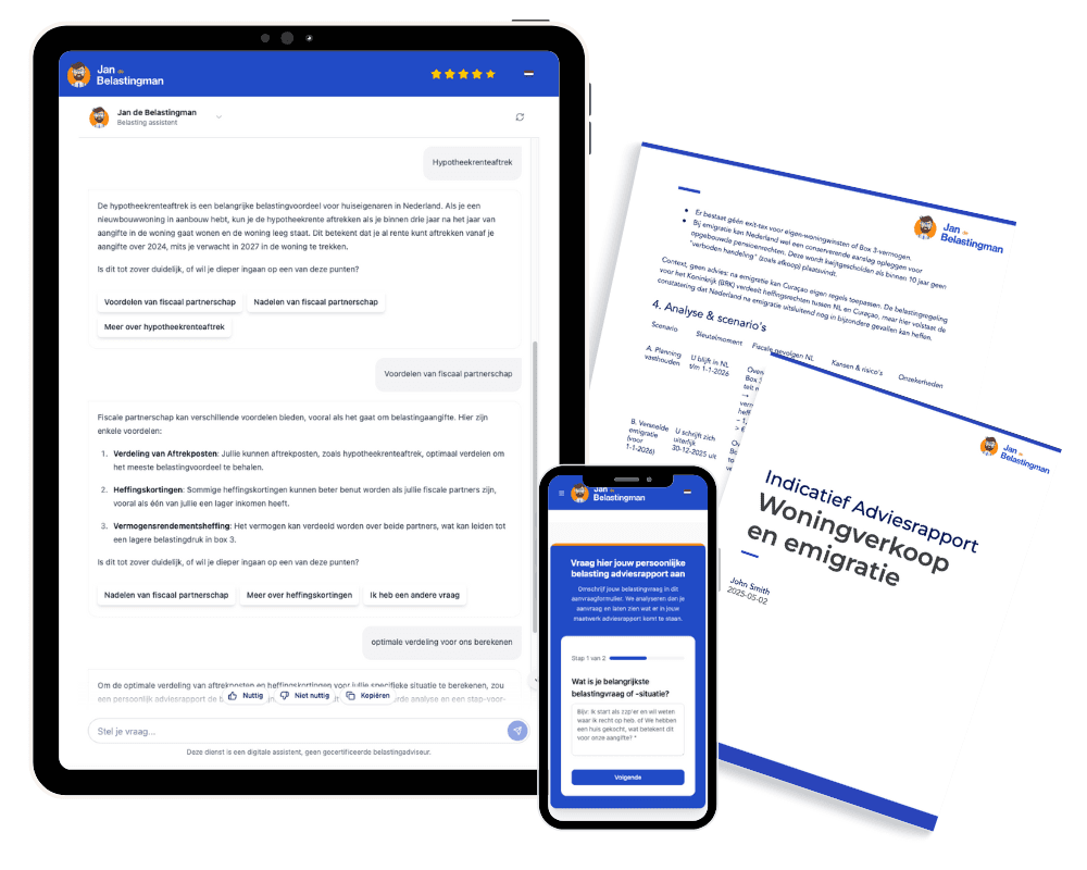 Een voorbeeld van een persoonlijk belastingrapport van Jan de Belastingman.